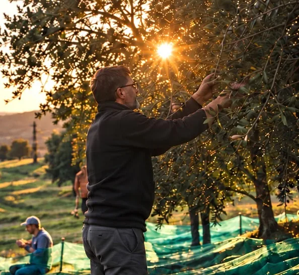 Raccolta delle olive nell’oliveto della Tenuta